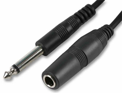 PRO SIGNAL - 6.35mm (1/4") Mono Jack Plug to Socket Lead, 6m Black