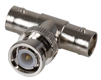 PRO SIGNAL - BNC Plug to 2x BNC Sockets Tee Adaptor, 50 ohm, Nickel Plated Brass Body