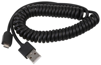 PRO SIGNAL - Coiled USB 2.0 A Male - Micro B Charge and Data Cable, 0.5m