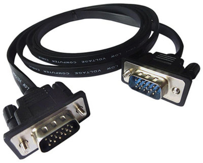 PRO SIGNAL - Flat VGA Male to Male Monitor Lead, 15m Black
