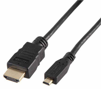 PRO SIGNAL HDMI Lead A Male to Micro D Male, Gold Plated Contacts, 1m Black