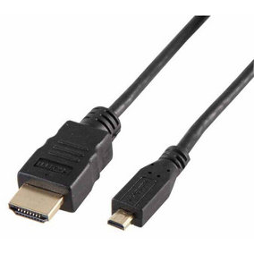 PRO SIGNAL HDMI Lead A Male to Micro D Male, Gold Plated Contacts, 1m Black