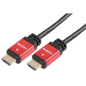 PRO SIGNAL - HDMI Lead with Ethernet, Male to Male, Red Metal Heads, 5m Black