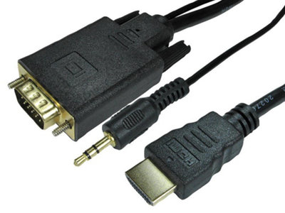 PRO SIGNAL - HDMI to VGA Lead with Audio, Gold Plated Connections, 1m Black