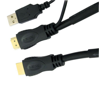 PRO SIGNAL - High Speed Active HDMI Lead, Male to Male with USB Power, 25m Black