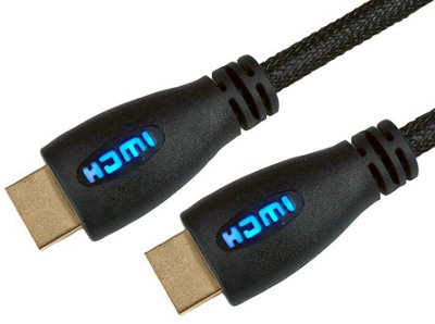 PRO SIGNAL High Speed HDMI Lead Male to Male, Blue LED Display, Braided 3m Black Price Comparisons | Compare The Build