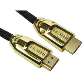 PRO SIGNAL High Speed HDMI Lead Male to Male Gold Effect Metal Hood Braided 5m