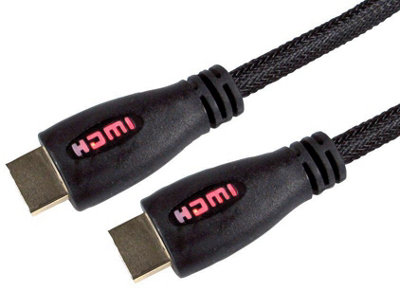 PRO SIGNAL High Speed HDMI Lead Male to Male, Red LED Display, Braided, 1m Black Price Comparisons | Compare The Build