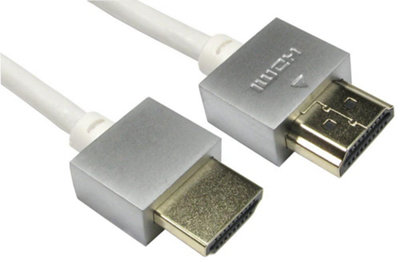 PRO SIGNAL High Speed HDMI Lead Male to Male Super Slim Gold Flashed 3m White