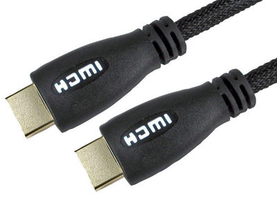 PRO SIGNAL High Speed HDMI Lead Male to Male White LED Display Braided 1m Black