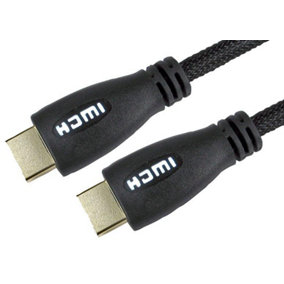 PRO SIGNAL High Speed HDMI Lead Male to Male White LED Display Braided 1m Black