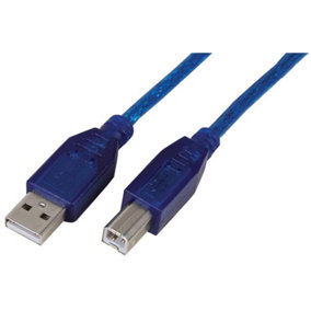 PRO SIGNAL - Lead, USB2.0 A Male to B Male, Blue Transparent 2m