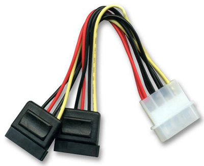 PRO SIGNAL - Molex LP4 to Dual 15 Pin SATA Power Connections Lead, 100mm