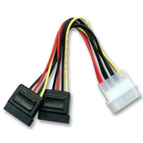 PRO SIGNAL - Molex LP4 to Dual 15 Pin SATA Power Connections Lead, 100mm