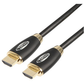 PRO SIGNAL Premium High Speed HDMI Lead Male to Male, Gold Contacts, 2m Black