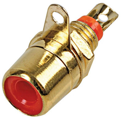 PRO SIGNAL - RCA Phono Chassis Mount Socket, Red, Gold Plated