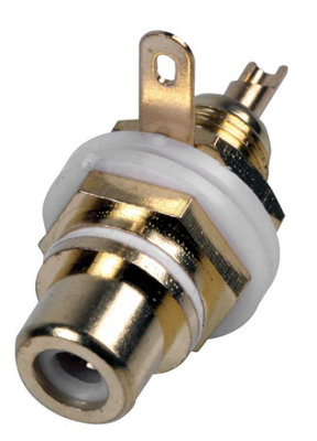PRO SIGNAL - RCA Phono Socket, Chassis Mount, Gold Plated, White