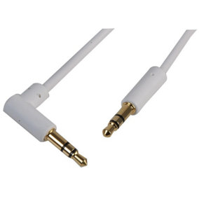 PRO SIGNAL - Slim 3.5mm Stereo Jack Plug to 90 Degree Jack Plug Lead, 0.5m White