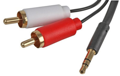 PRO SIGNAL - Slim 3.5mm Stereo Plug to 2x Phono (RCA) Plug Lead, 0.5m Black