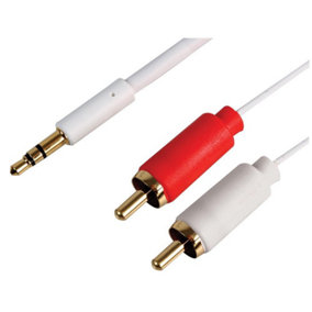 PRO SIGNAL - Slim 3.5mm Stereo Plug to 2x Phono (RCA) Plug Lead, 0.5m White