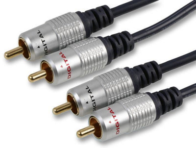 PRO SIGNAL - Twin Phono (RCA) Male to Male Lead, 15m Blue