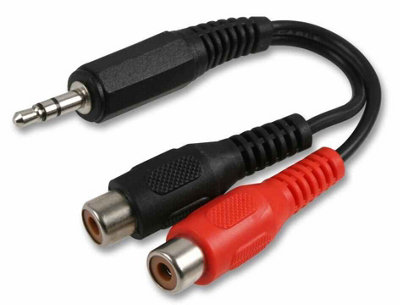 PRO SIGNAL - Twin Phono (RCA) Sockets to 3.5mm Stereo Jack Plug, 1.8m Black