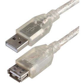 PRO SIGNAL - USB 2.0 A Male to Female Lead, 3m Transparent