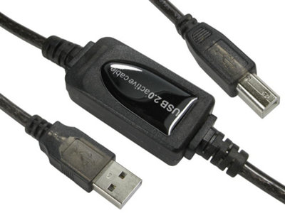 PRO SIGNAL - USB 2.0 A Plug to B Plug Active Booster Cable, 15m