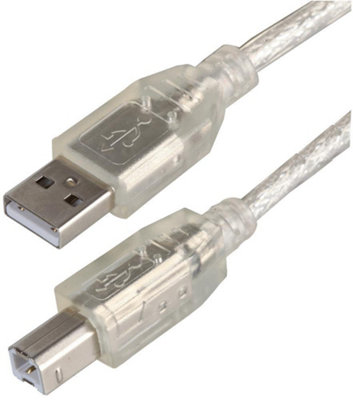 PRO SIGNAL - USB 2.0 A Plug to B Plug Cable, 5m Transparent