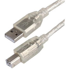PRO SIGNAL - USB 2.0 A Plug to B Plug Cable, 5m Transparent