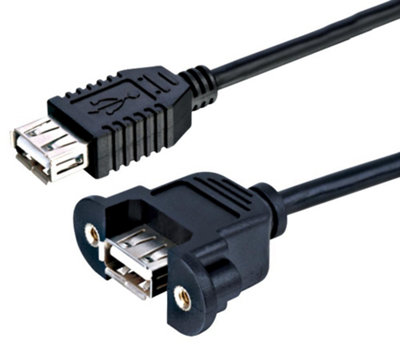 PRO SIGNAL - USB A Female to Female Panel Mount Adaptor Lead, 300mm Black