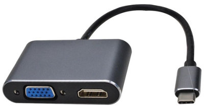 PRO SIGNAL - USB-C to 4K HDMI and 1080p VGA 2-in-1 Video Adaptor,