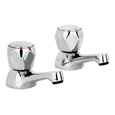Pro Tap Classic Basin Pillar Taps 298611CP Chrome Plated | DIY at B&Q