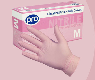Pro Ultra Flex Pink Nitrile Gloves (100) Medium