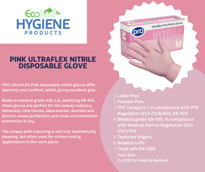 Pro Ultra Flex Pink Nitrile Gloves (100) Medium