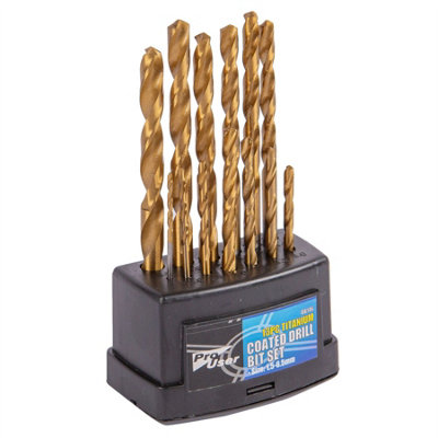 Pro User 13pc Titanium Coated Steel Drill Bit Set - 1.5-6.5mm