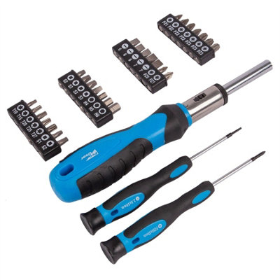 Pro User 31pc Chrome Vanadium Ratchet Screwdriver Set - Blue