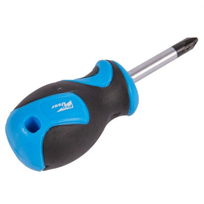 Pro User - Magnetic Chrome Vanadium Stubby Pozidriv Screwdriver - 4cm x PZ2 - Blue