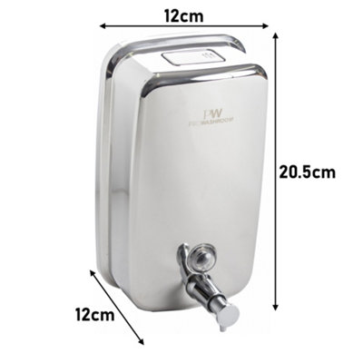 Pro-Washroom Manual Pump Soap Dispenser Stainless Steel Wall Mounted Large Commercial 1L