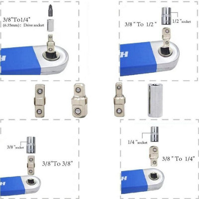 PRO-ZERO Offset Extension Wrench Set with Adapters for Tight Spaces
