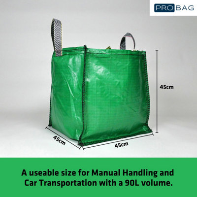 PRObag Garden Waste Bags - 90 Litre - 1 to 5 Sacks - PREMIUM GRADE - Industrial Fabric and Handles