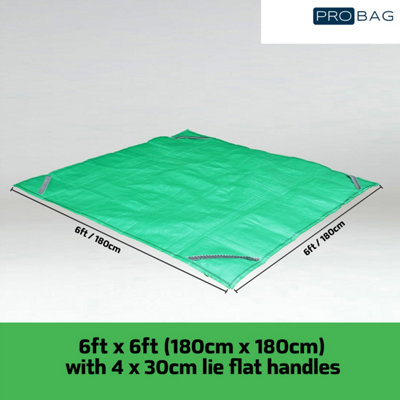 PRObag Ground Sheet - Heavy Duty Extra Strong Ground Sheet with Lifting Handles - 6ft by 6ft Green Extra Thick