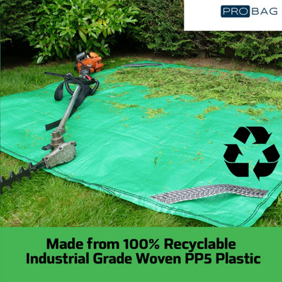 PRObag Ground Sheet - Heavy Duty Extra Strong Ground Sheet with Lifting Handles - 6ft by 6ft Green Extra Thick - 6
