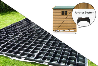 ProBase 10ft x 10ft Garden Shed Base Kit - 36 ProBase Grids + 4 Anchor Blocks - Includes heavy duty membrane and delivery