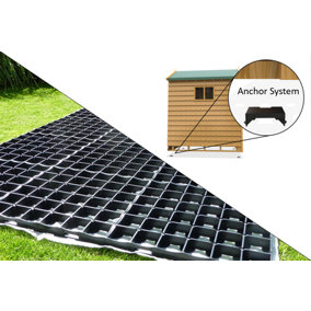 ProBase 10ft x 10ft Garden Shed Base Kit - 36 ProBase Grids + 4 Anchor Blocks - Includes heavy duty membrane and delivery