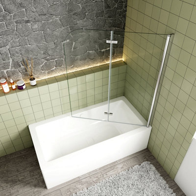 Probaty Bathrooms 1000x1400mm Over Bath Shower Screen Pivot Hinged 2 ...