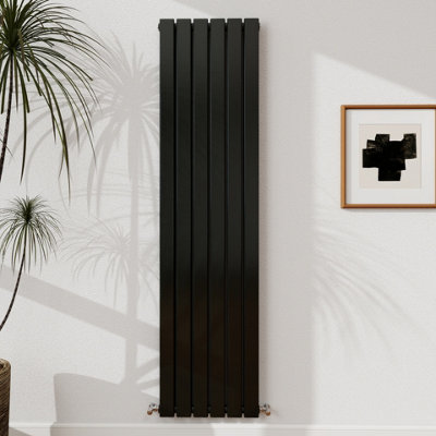 Probaty Bathrooms 1600x408mm Black Vertical Designer Radiator Double ...