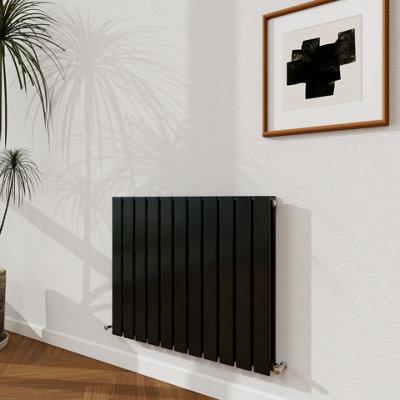 Probaty Bathrooms 600x748mm Black Horizontal Designer Radiator Double ...