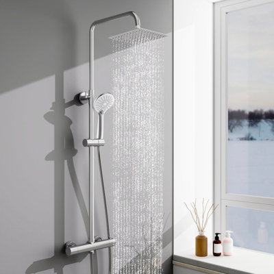Probaty Bathrooms Thermostatic Exposed Shower Set with Square Fixed Head