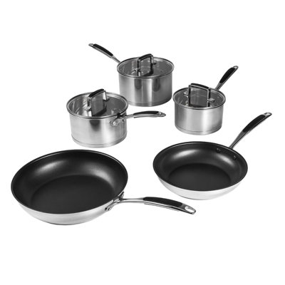 ProChef 16-28 cm 5-Piece Stainless Steel Pan Set with Lidded Saucepans ...